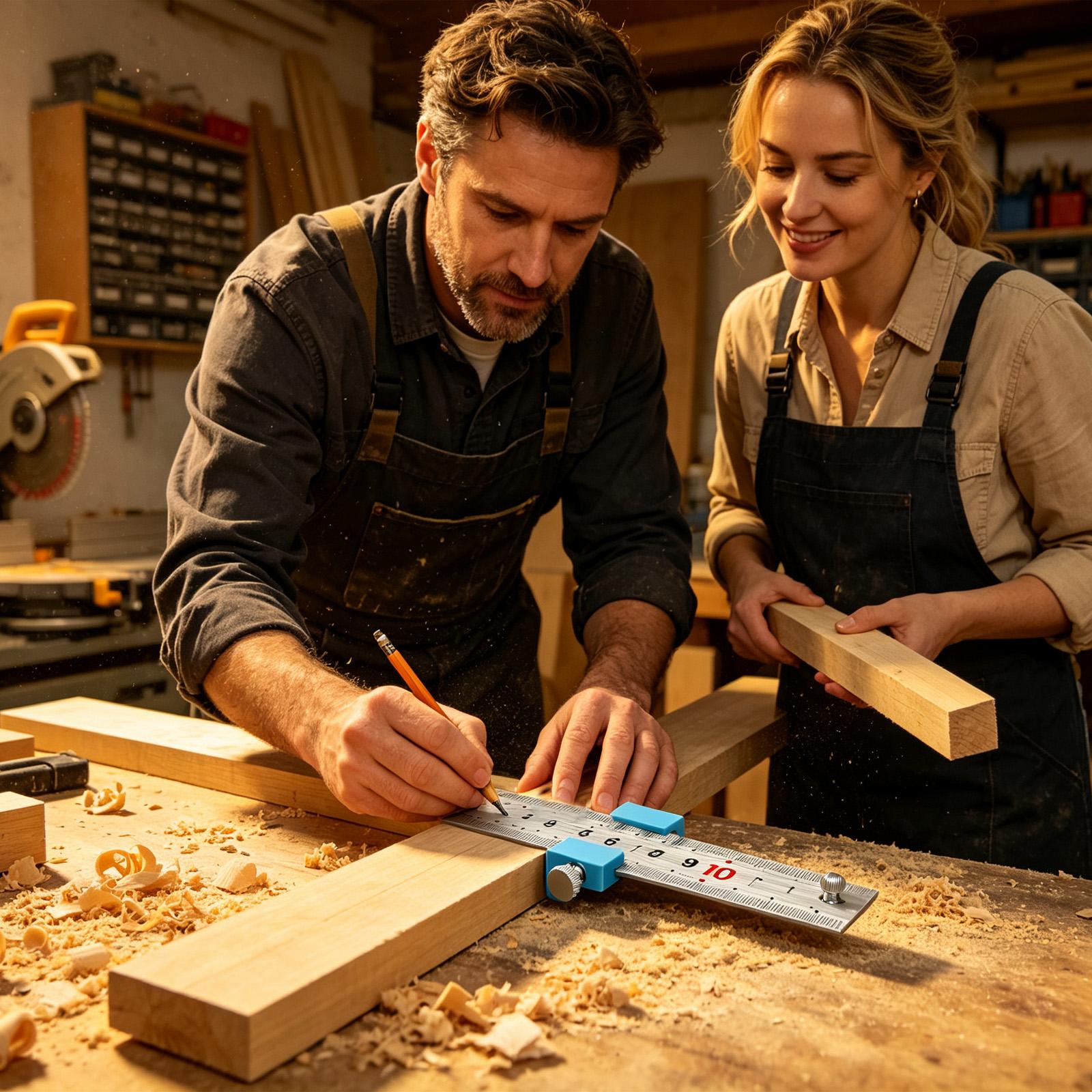 Workshop Tools For Carpentry - Столярные инструменты: стальная линейка-упор для разметки