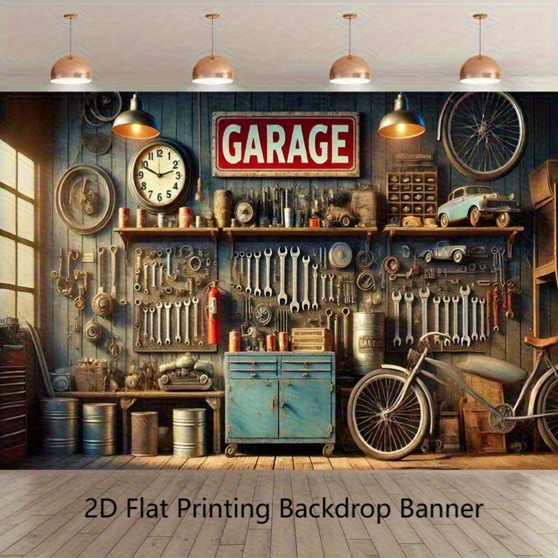 Workshop Tools Background - Промышленный фон-баннер для гаража, обои с